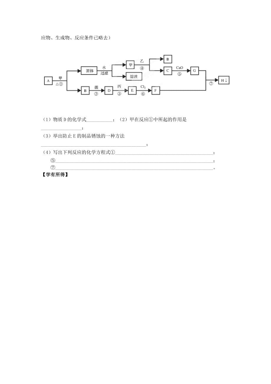 湖南省株洲市天元区马家河中学九年级化学总复习《金属的物理性质和化学性质》学案（无答案） 新人教版_第5页