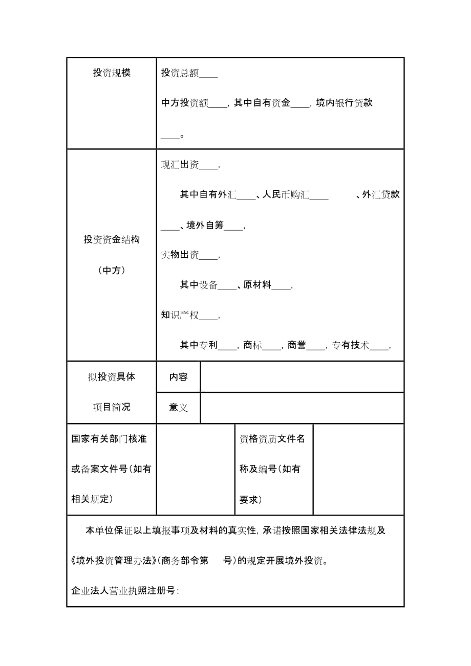 《精编》境外投资申请表样式_第2页