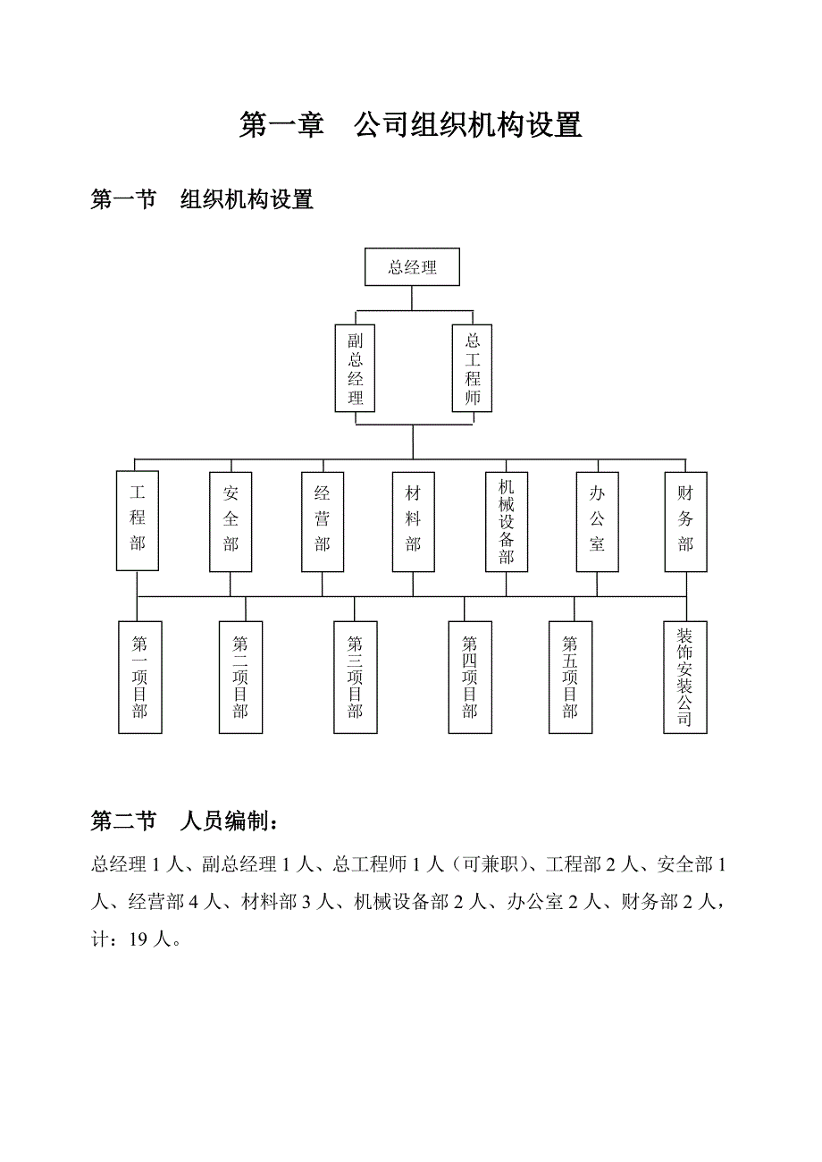 《精编》某建筑工程公司组织机构设置与管理制度汇编_第1页