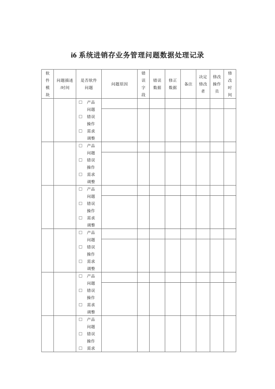 《精编》系统进销存业务管理问题处理表_第1页