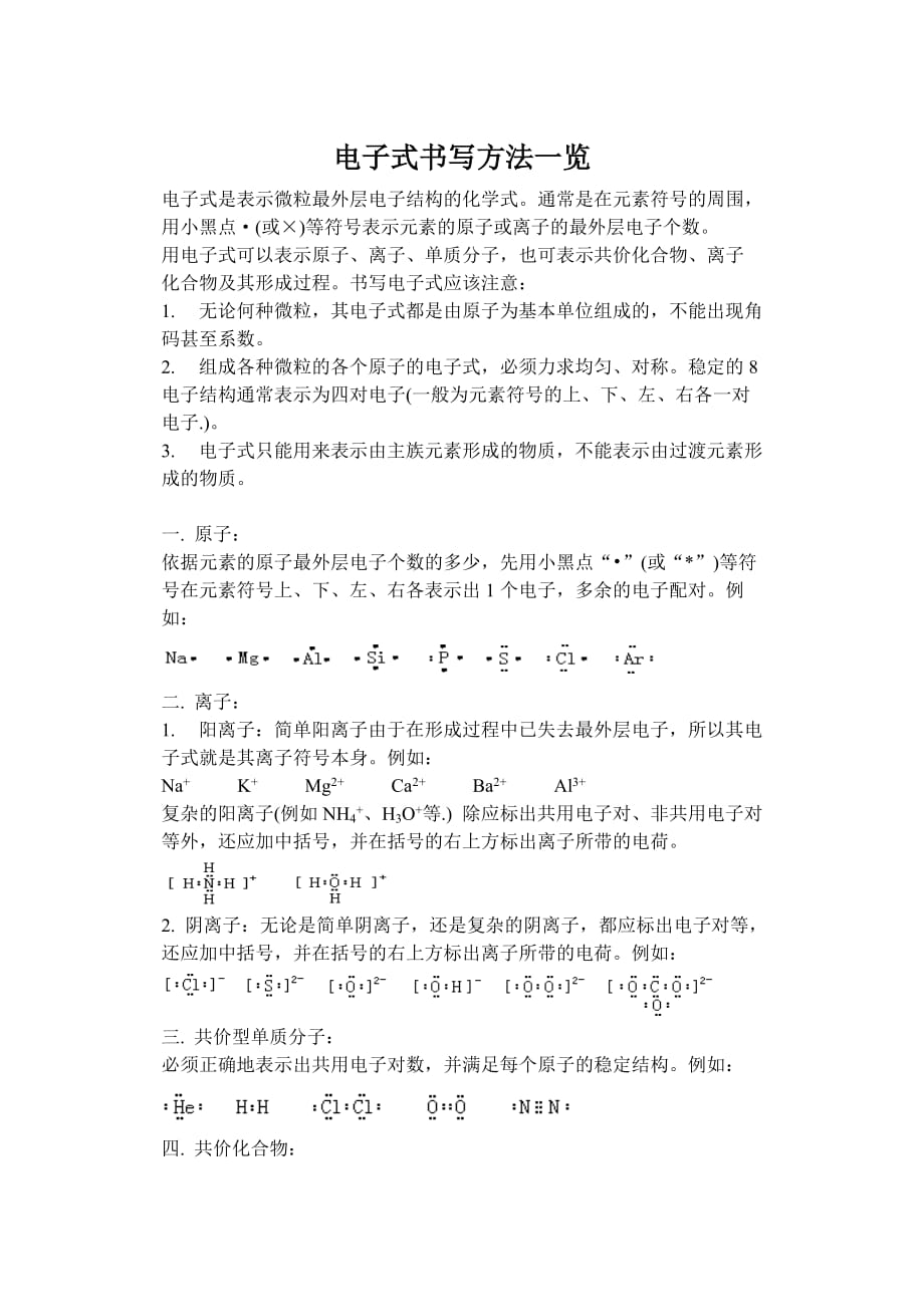 电子式 书写方法一览.doc_第1页