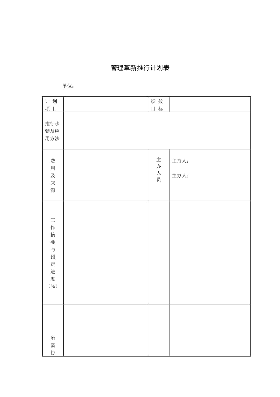 《精编》管理革新推行项目计划表_第1页