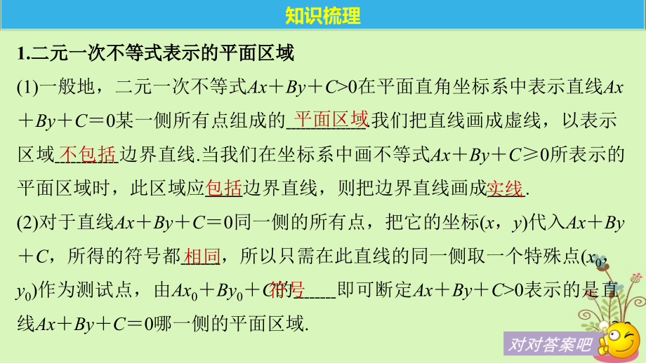 （全国通用）2019届高考数学大一轮复习 第七章 不等式 7.3 二元一次不等式(组)与简单的线性规划问题课件_第4页