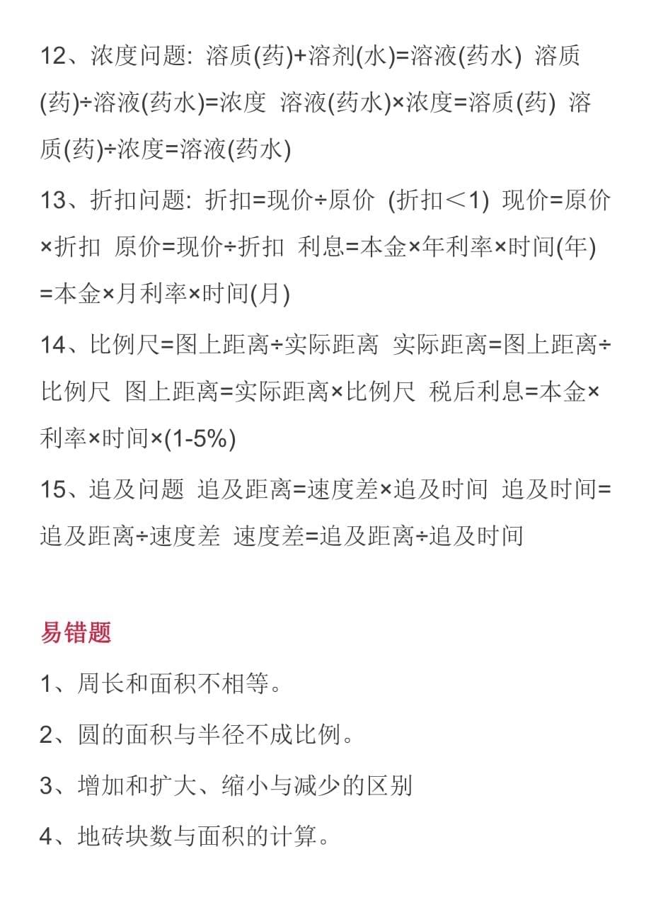 六年级上册数学素材资料-要求背熟的内容（全国通用）_第5页