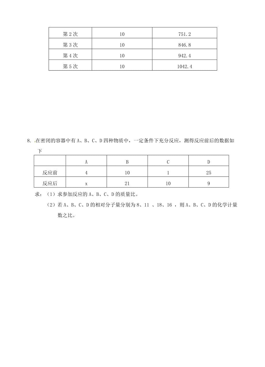 江苏省九年级化学全册 第四章 第三节 化学方程式的书写与应用导学案3（无答案）（新版）沪教版（通用）_第5页