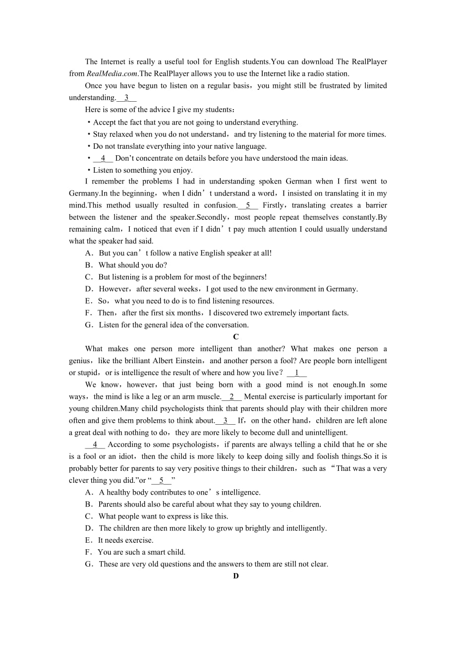 优化方案·高中同步测试卷·人教英语必修2：七选五专练.doc_第2页