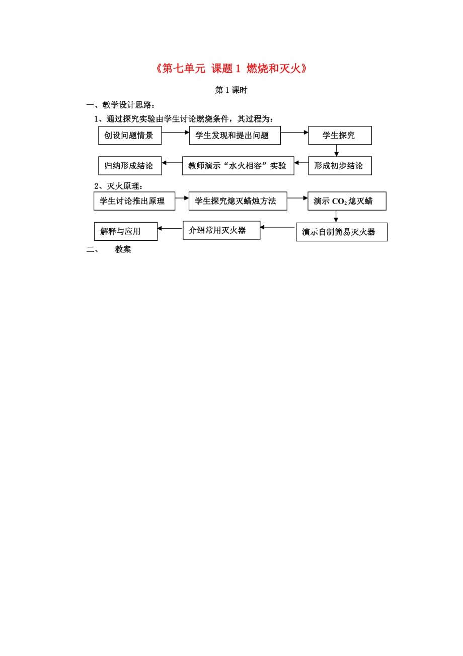 江西省泰和县第三中学九年级化学上册《第七单元 课题1 燃烧和灭火》教学案例 （新版）新人教版（通用）_第1页