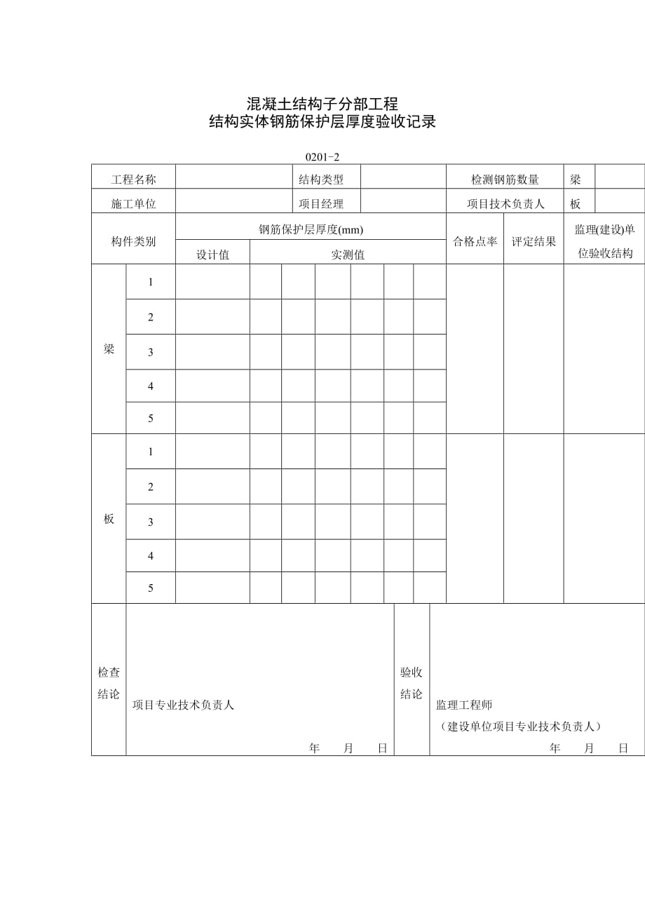 《精编》结构实体钢筋保护层厚度验收记录表_第1页