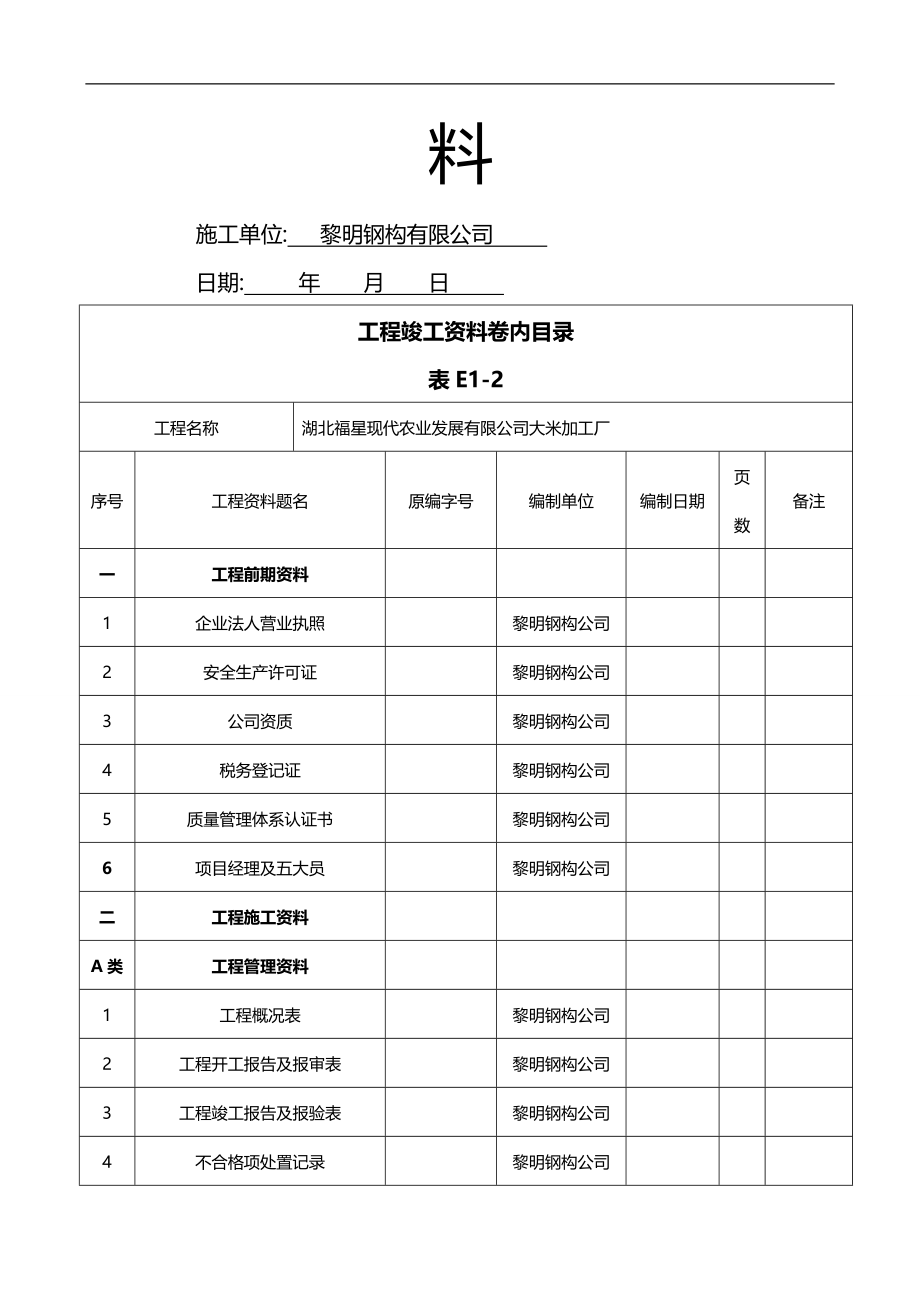 2020（农业畜牧行业）福星农业公司米厂竣工验收资料_第2页