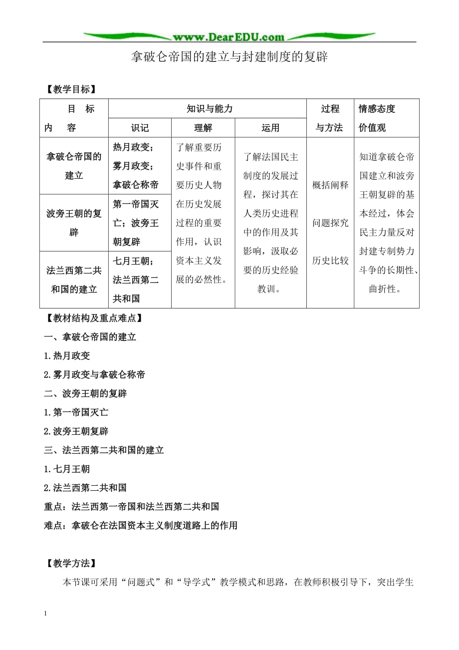 新人教版高中历史选修2_第五单元第2课　拿破仑帝国的建立与封建制度的复辟教材课程_第1页