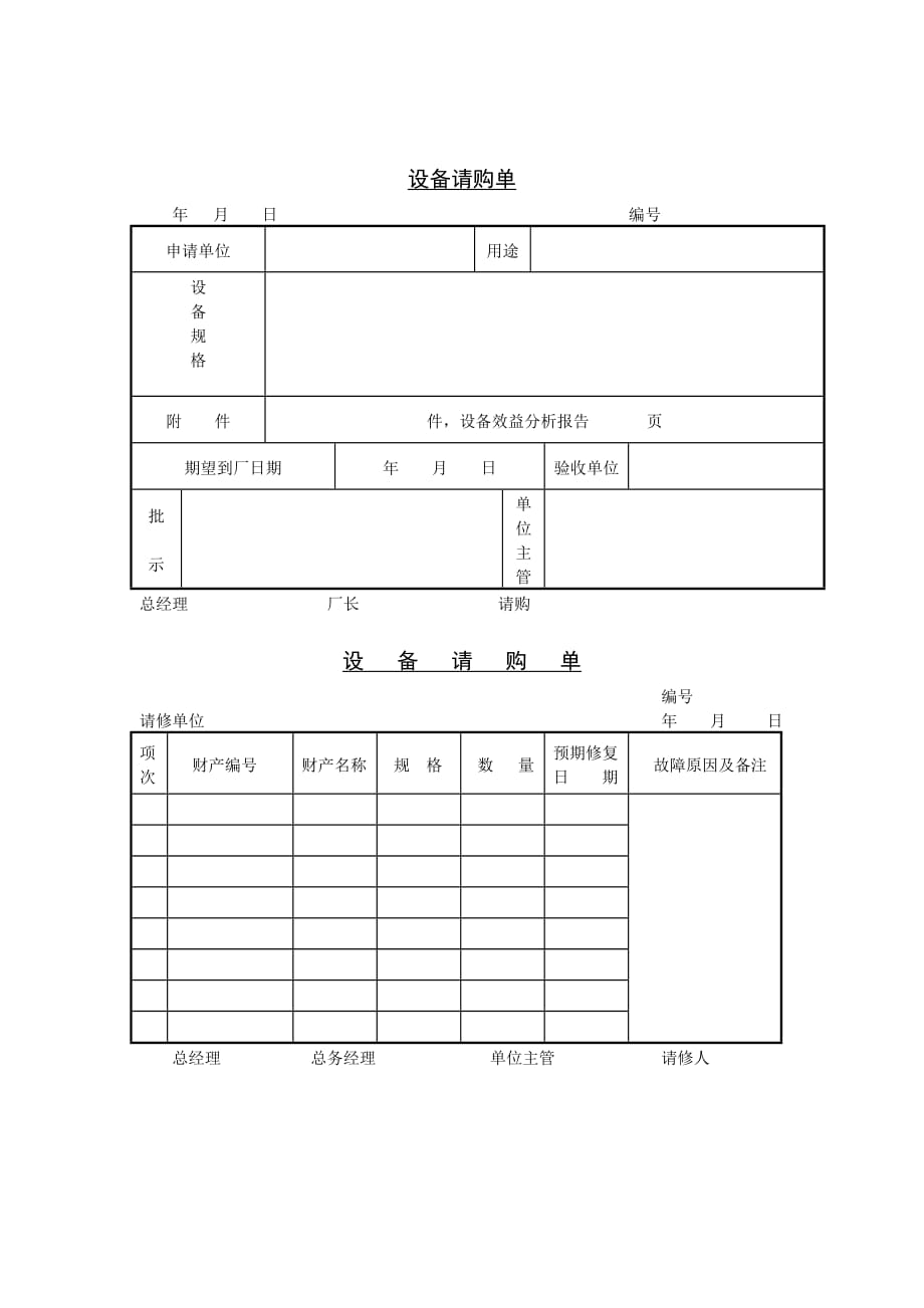 《精编》某单位设备请购单_第1页