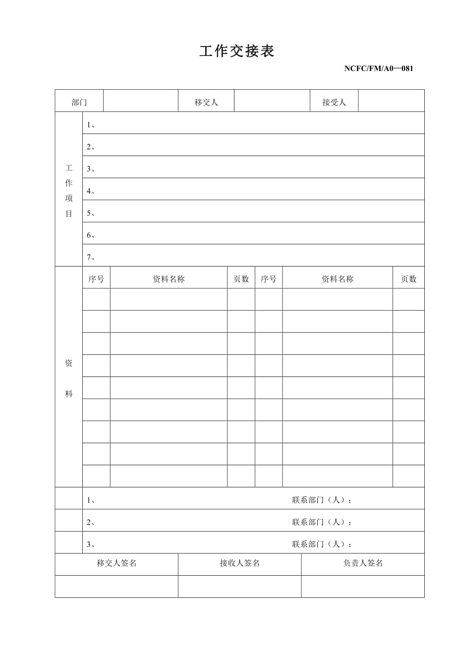 《精编》公司工作交接表单_第1页