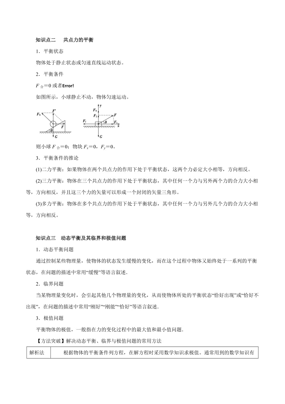 高考物理一轮复习专题2-3 共点力的平衡（精讲）含答案解析_第2页