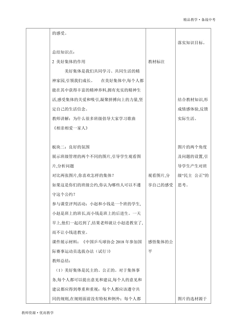 憧憬美好集体：2019-2020学年七年级道德与法治下册同步教学设计（部编版）_第3页