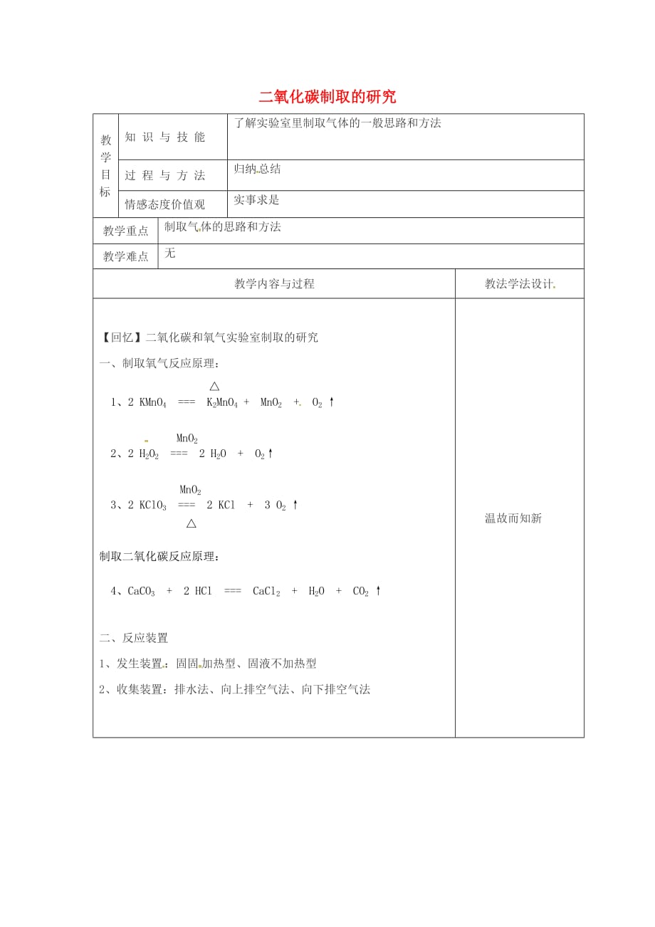 吉林省长春市双阳区九年级化学上册 第6单元 碳和碳的化合物 6.2 二氧化碳制取的研究（2）教学案（无答案）（新版）新人教版（通用）_第1页