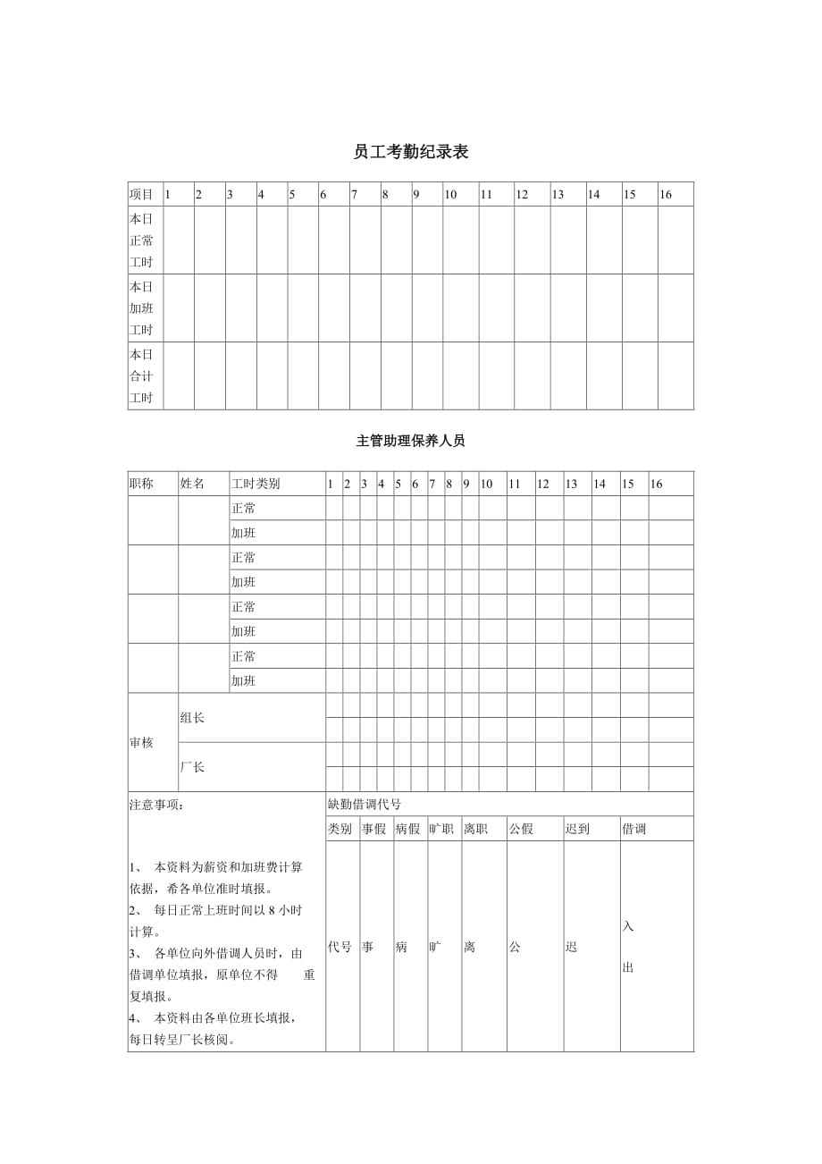 《精编》公司员工考勤纪录表_第1页