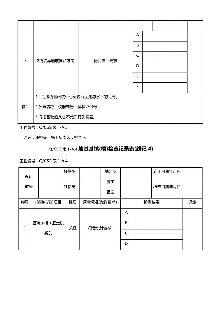 2020（电力行业）(版)输电线路施工记录及验评表测量记录及验评表_第5页