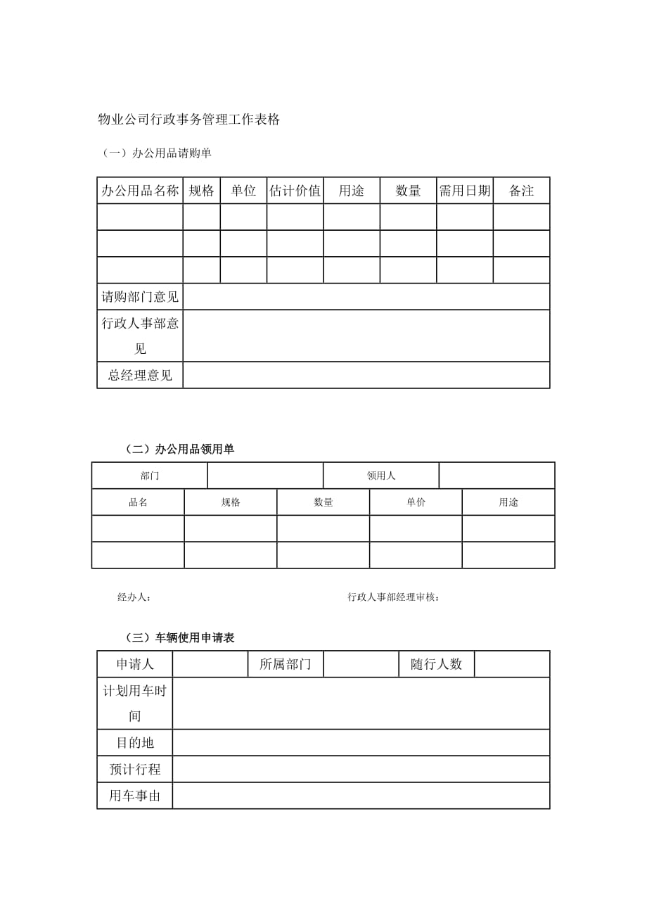 《精编》某物业公司行政事务管理工作表格_第1页