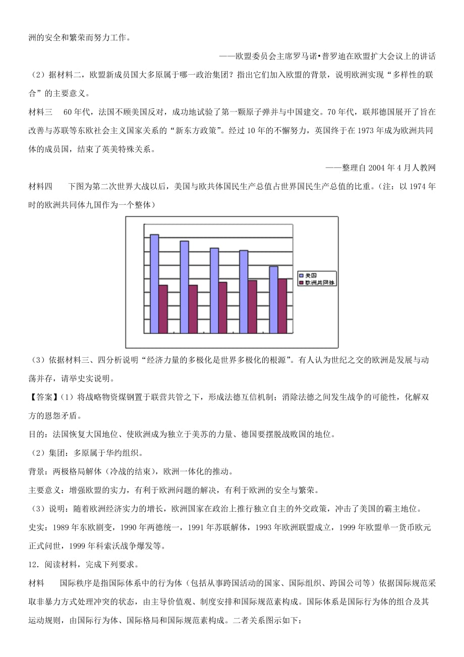 2020届高三历史专题易错强化：当今世界政治格局的多极化趋势（含答案解析）_第4页