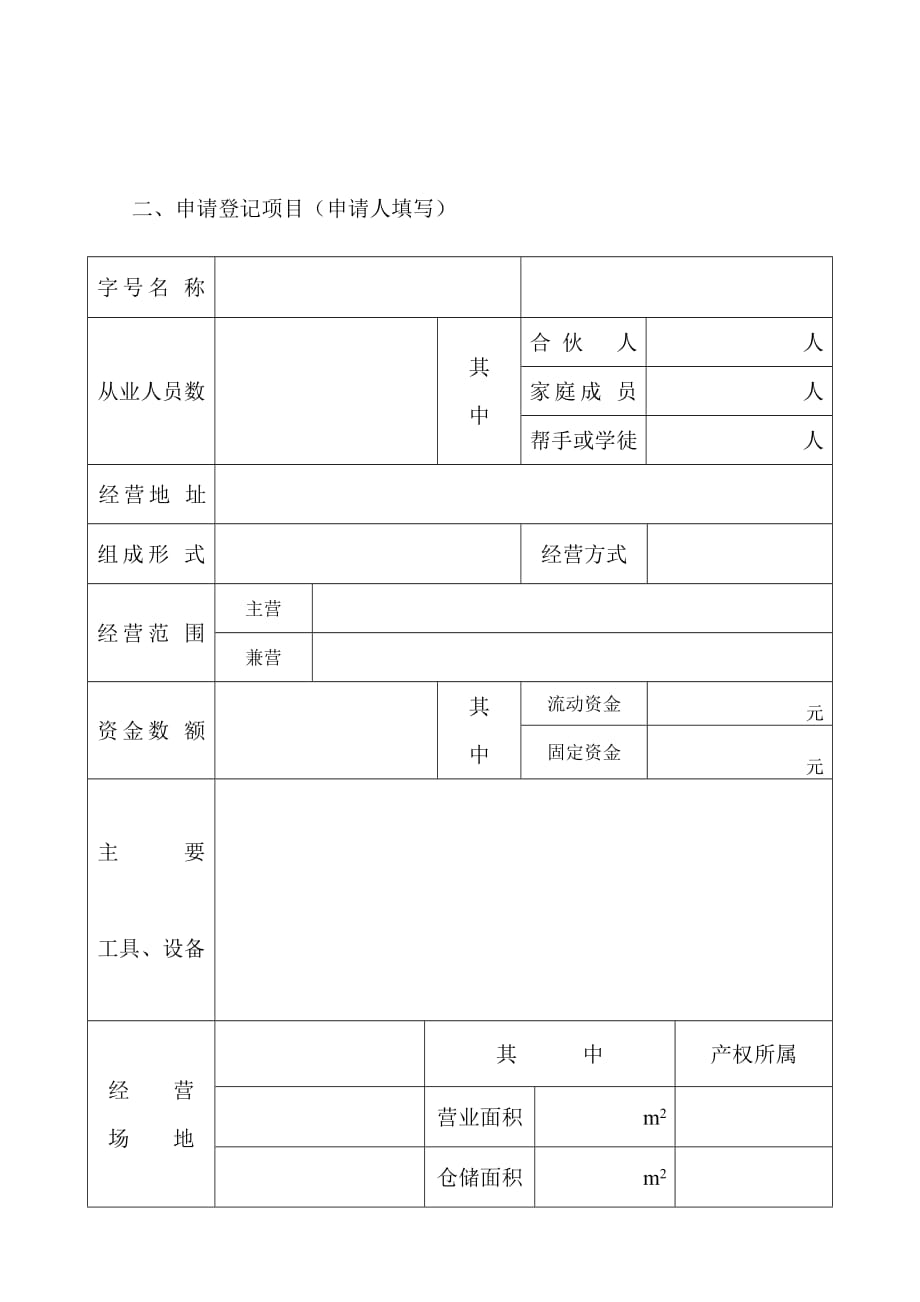 《精编》现代个体工商户申请开业登记表_第3页