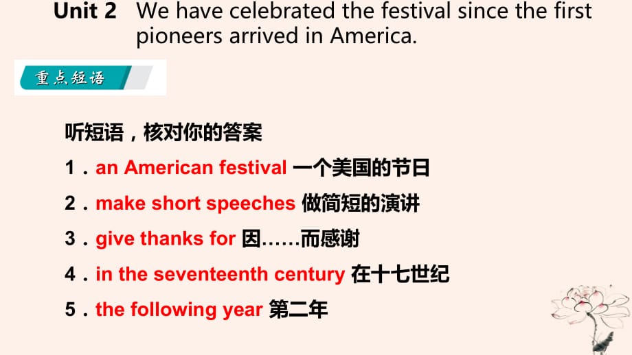 广西2018年秋九年级英语上册 Module 2 Public holidays Unit 2 We have celebrated the festival since the first pioneers arrived in America读写课件 （新版）外研版_第4页