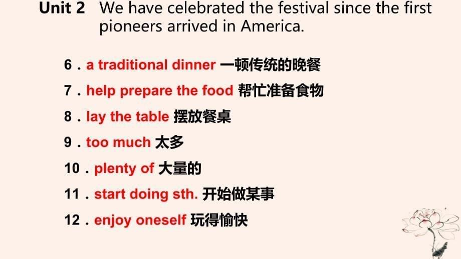 广西2018年秋九年级英语上册 Module 2 Public holidays Unit 2 We have celebrated the festival since the first pioneers arrived in America读写课件 （新版）外研版_第5页