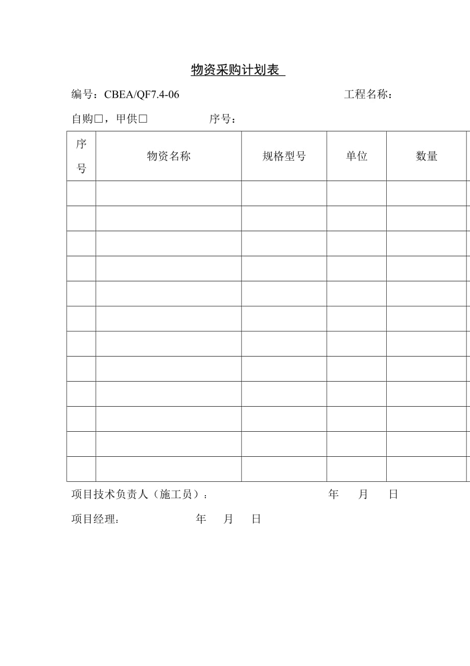 《精编》物资采购计划表单_第1页