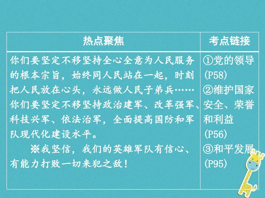 重庆市2018年中考政治总复习 专题四 庆祝中国人民解放军建军90周年课件_第3页