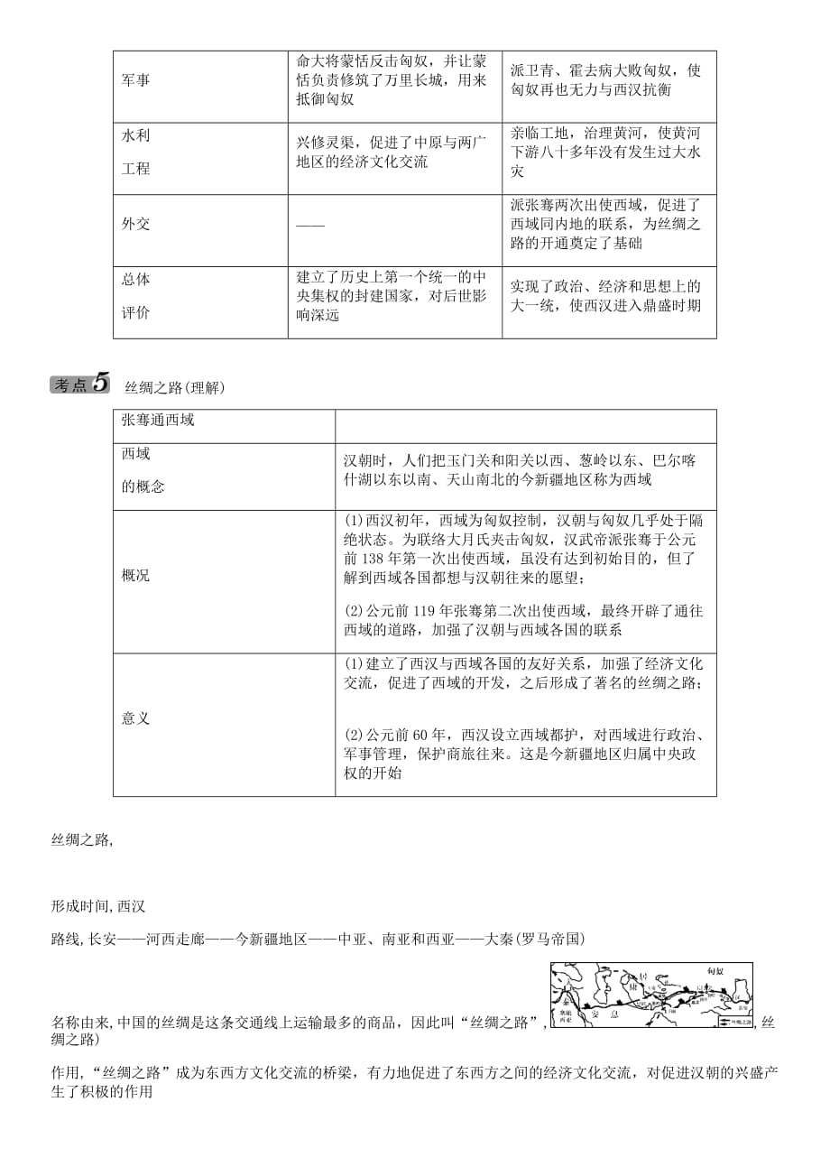 中考命题研究（怀化）2020中考历史 教材知识梳理 第二单元 统一国家的建立（无答案）_第4页