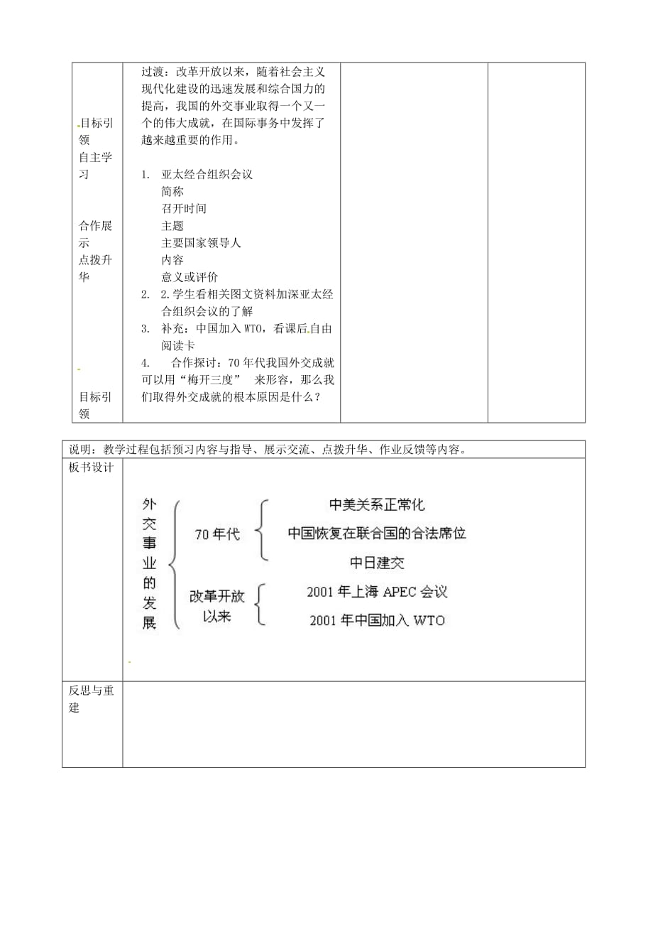 山东省临淄外国语实验学校八年级历史下册 第17课 外交事业的发展教案 新人教版_第2页