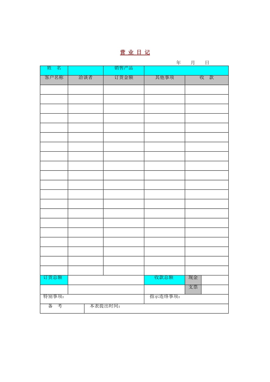 《精编》客户产品销售日记录表_第1页
