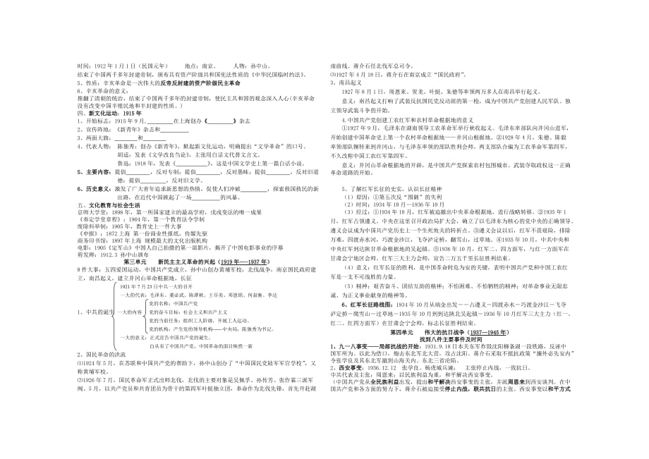 2020年中考历史 中国近现代复习提纲 北师大版_第2页