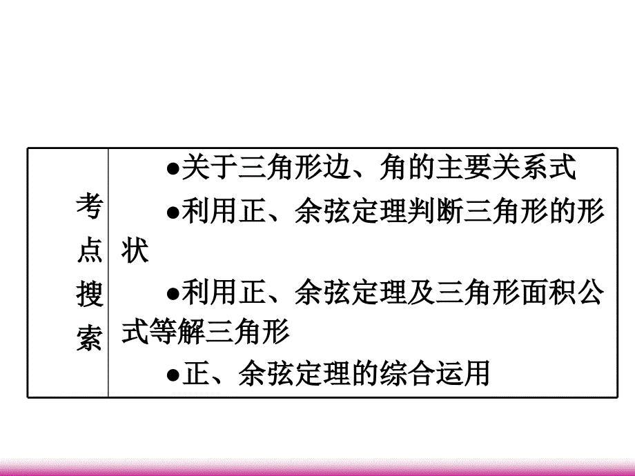 【学海导航】高考数学第一轮总复习-5.5解斜三角形及其应用举例(第1课时)课件-理-(广西专)_第2页