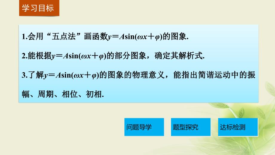 高中数学 第一章 三角函数 1.5 函数y＝Asin(ωx＋φ)的图象 （2）课件 新人教A版必修4_第2页