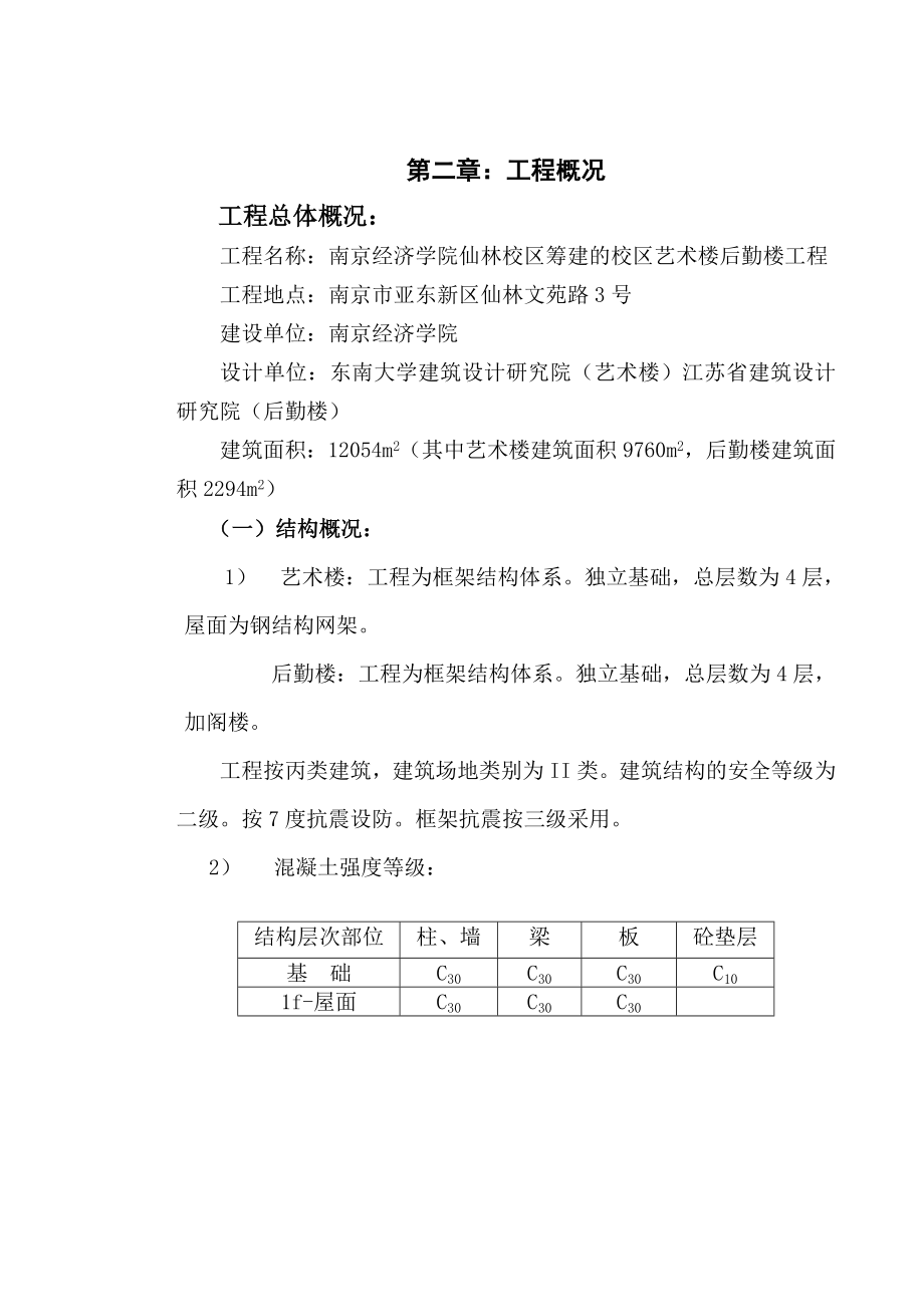 房地产项目工程管理 南京经济学院仙林校区艺术楼后勤楼施工组织设计.doc_第4页