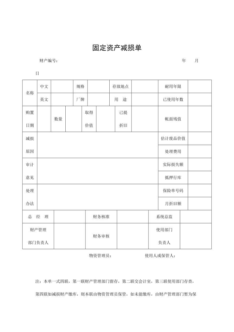 《精编》公司固定资产减损单_第1页