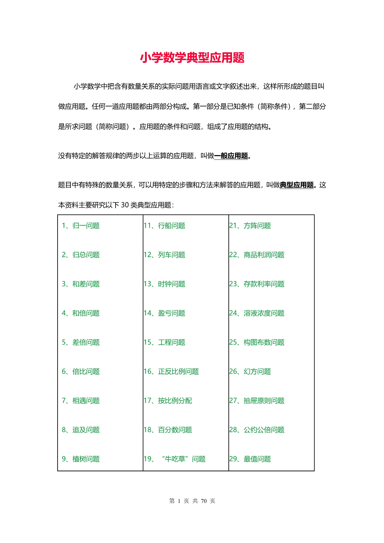 小学数学典型应用题：总结分类_第1页