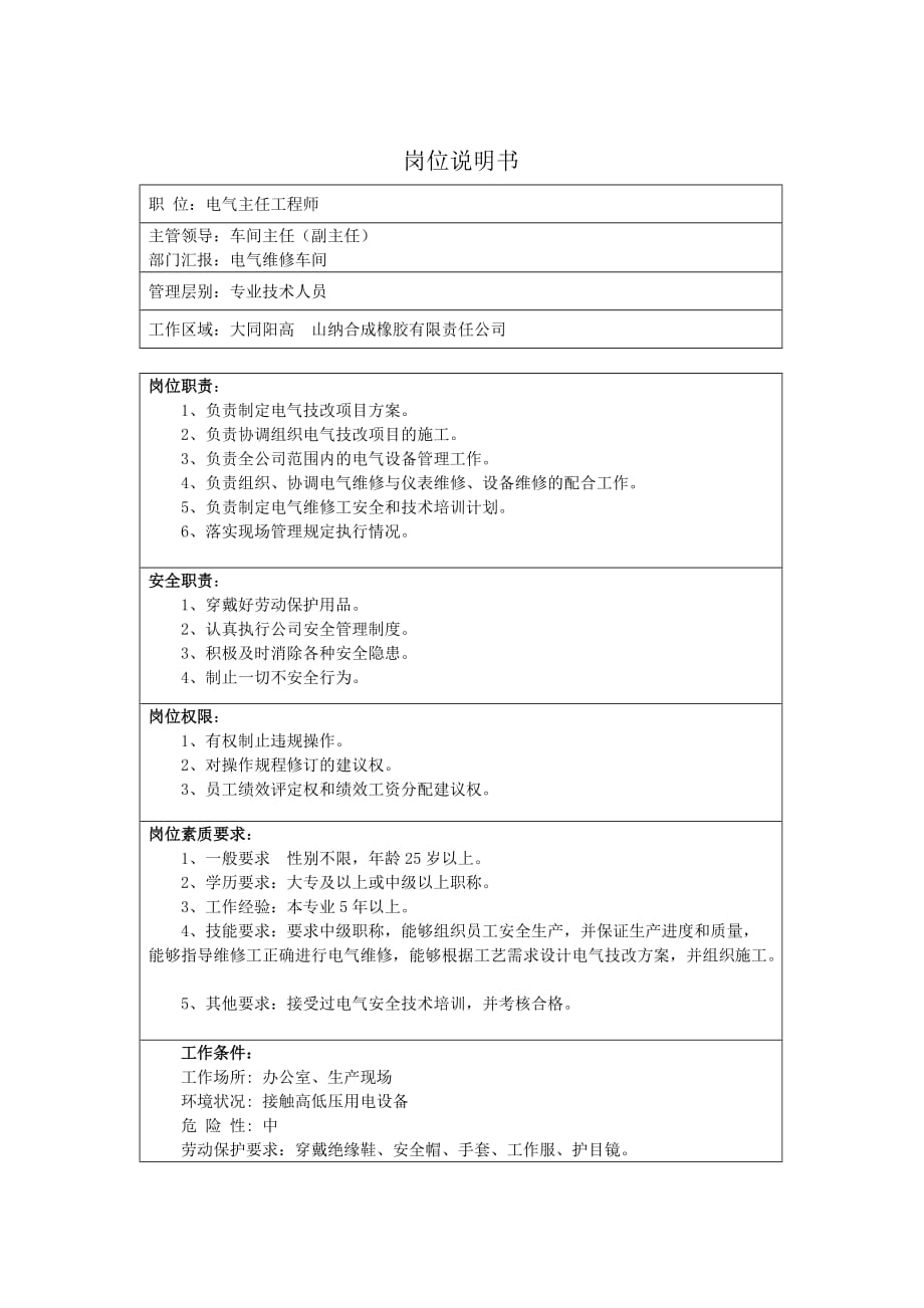 电气维修车间岗位职责说明书.doc_第2页