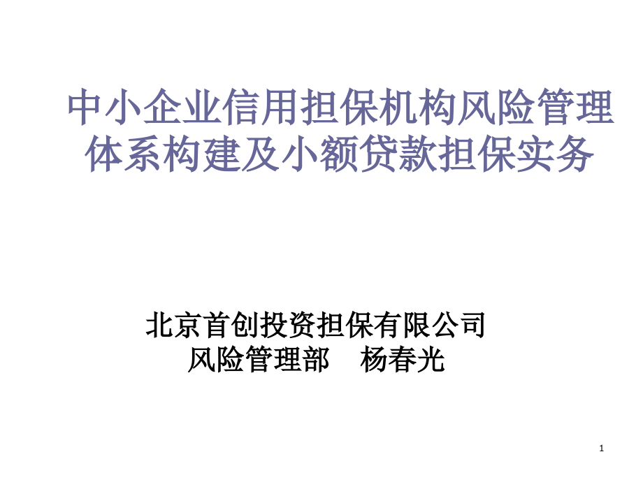 《精编》企业信用担保风险管理及小额贷款担保实务_第1页