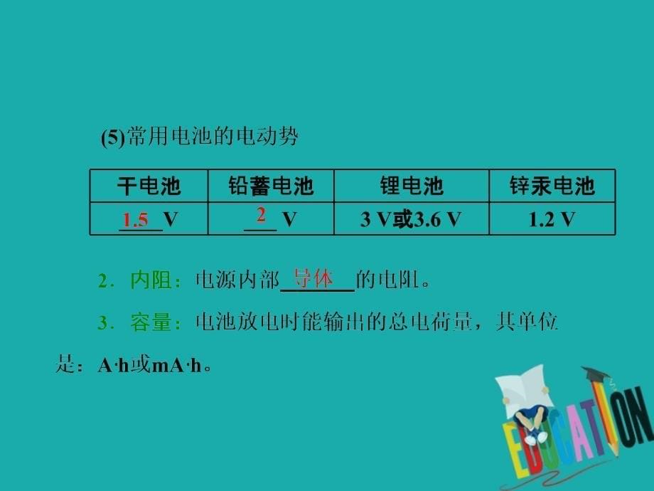 2018-2019学年物理同步人教版选修3-1课件：第二章 第2节 电 动 势_第5页