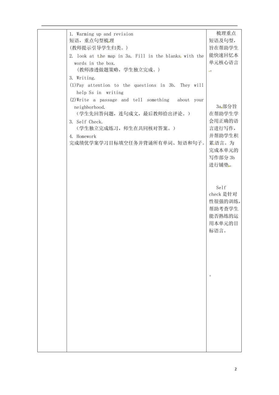 湖北黄冈麻城七级英语下册Unit8IsthereapostofficenearhereSectionB3aselfcheck教学设计新人教新目标 1.doc_第2页