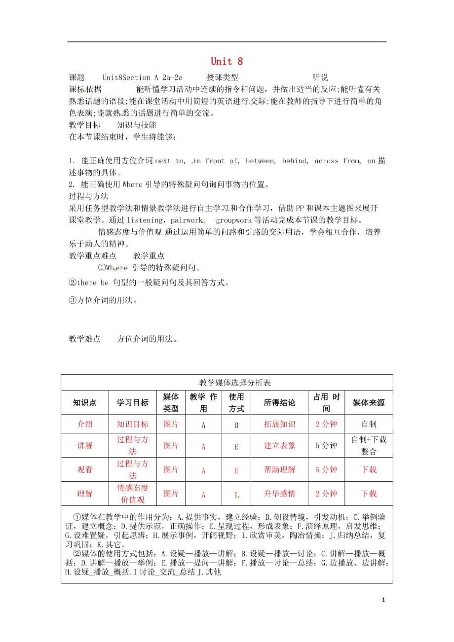 湖北黄冈麻城七级英语下册Unit8IsthereapostofficenearhereSectionA2a2e教学设计新人教新目标.doc_第1页