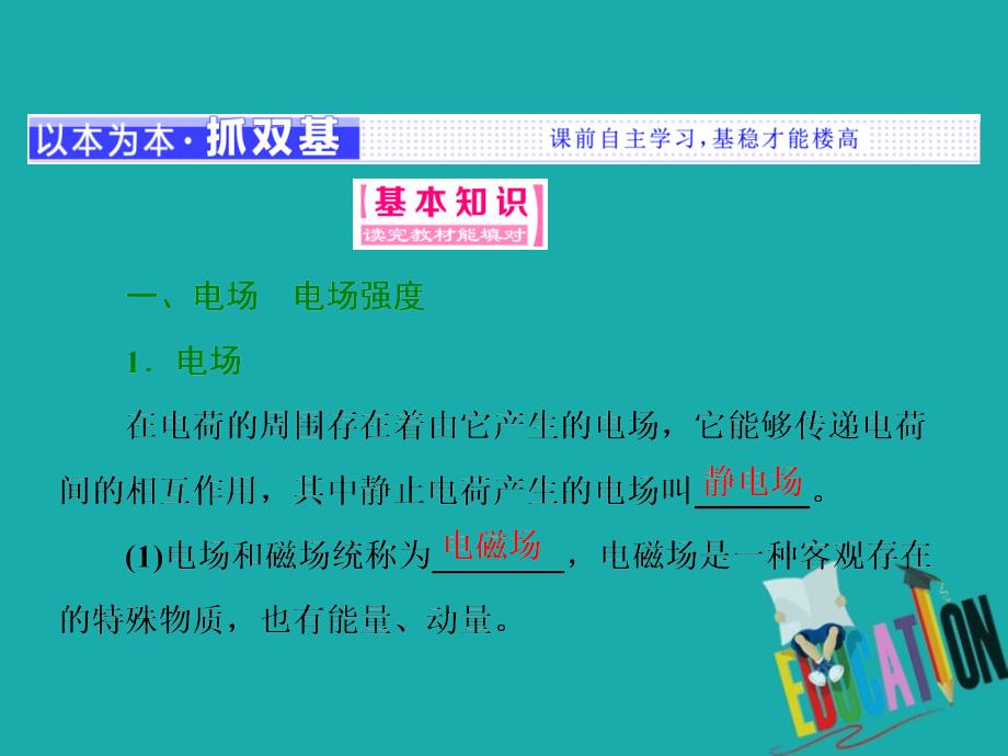 2018-2019学年物理同步人教版选修3-1课件：第一章 第3节 电场强度_第2页