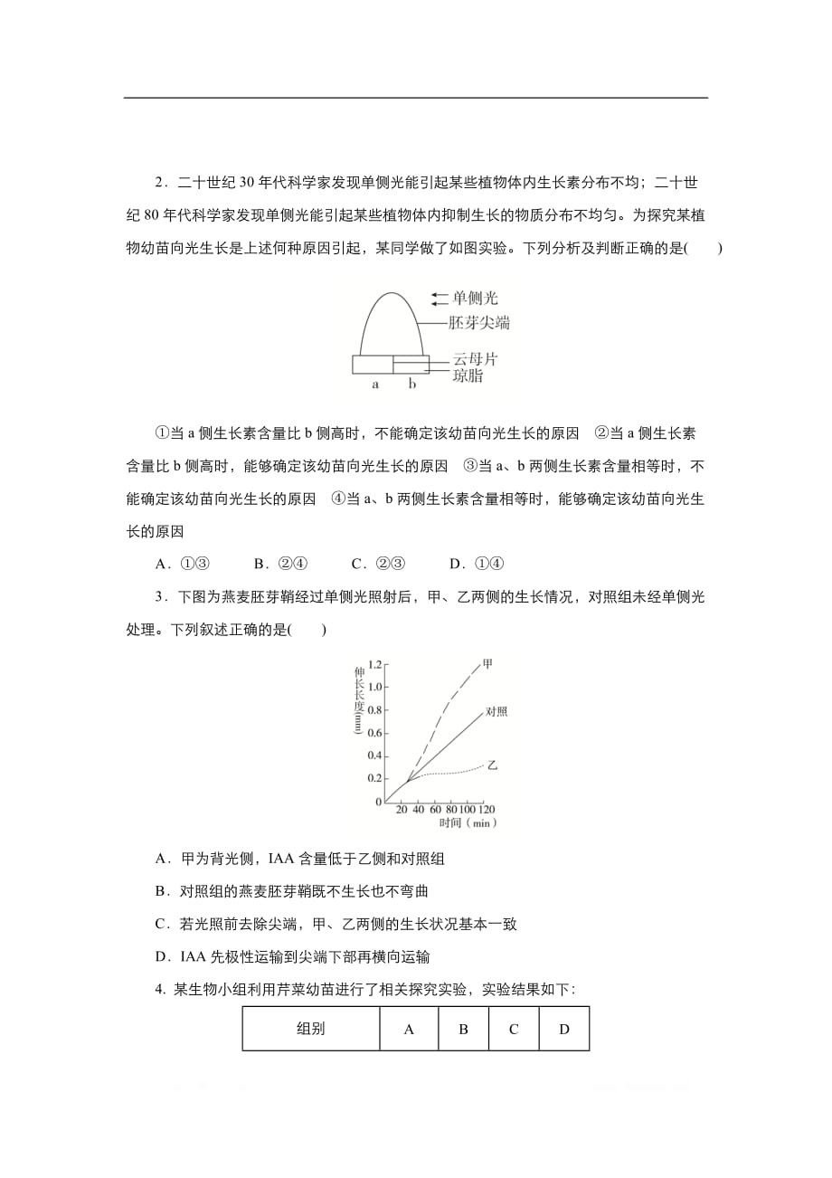 2020届高三生物精准培优专练：十七 有关植物激素的实验设计_第3页