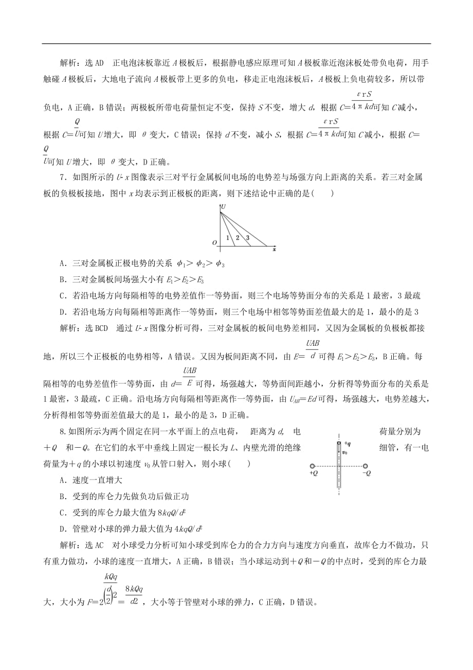 山东省专用2018_2019学年高中物理第一章静电场阶段验收评估一静电场含解析新人教版选修3_第3页