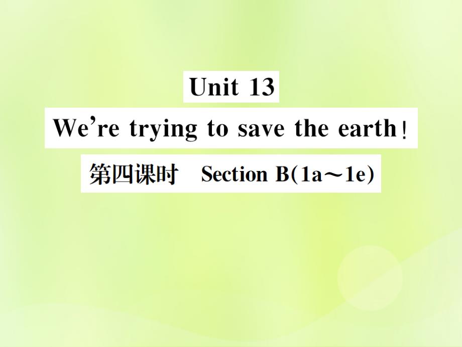 秋九级英语全册Unit13We’retryingtosavetheearth第4课时习题新人教新目标.ppt_第1页