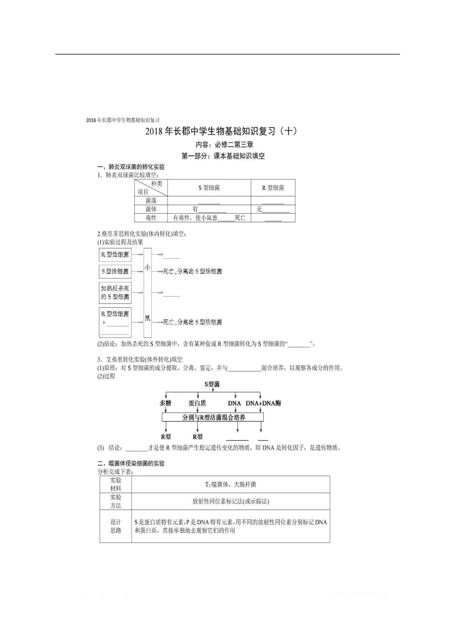 湖南省长沙市高中生物基础知识复习十学案图片版必修2_第2页