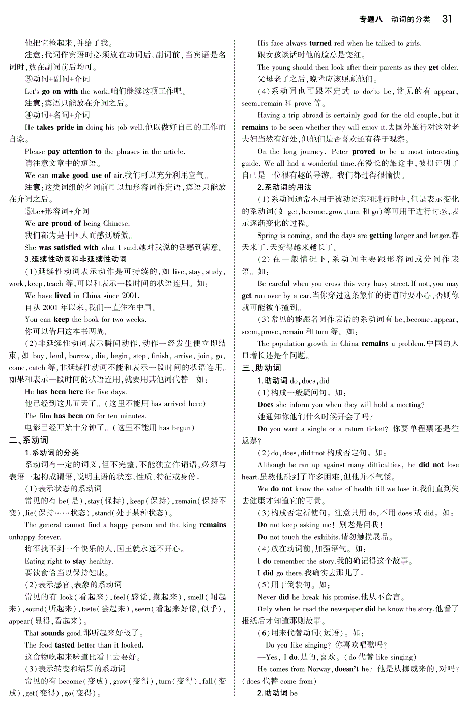 浙江地区中考英语复习八动词的分类讲解部分素材pdf.pdf_第2页