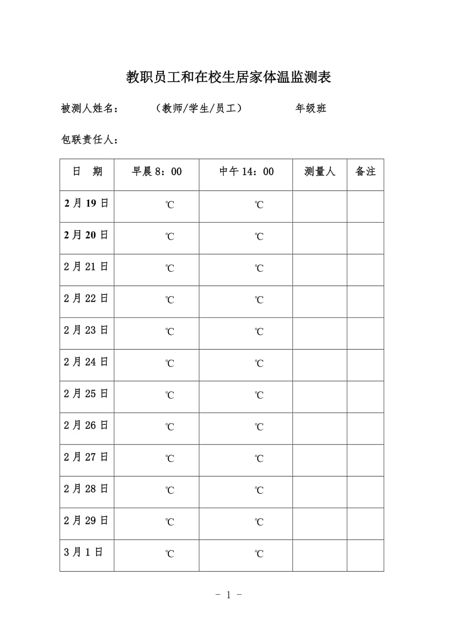 3.疫情体温监测表（教师学生员工）_第1页