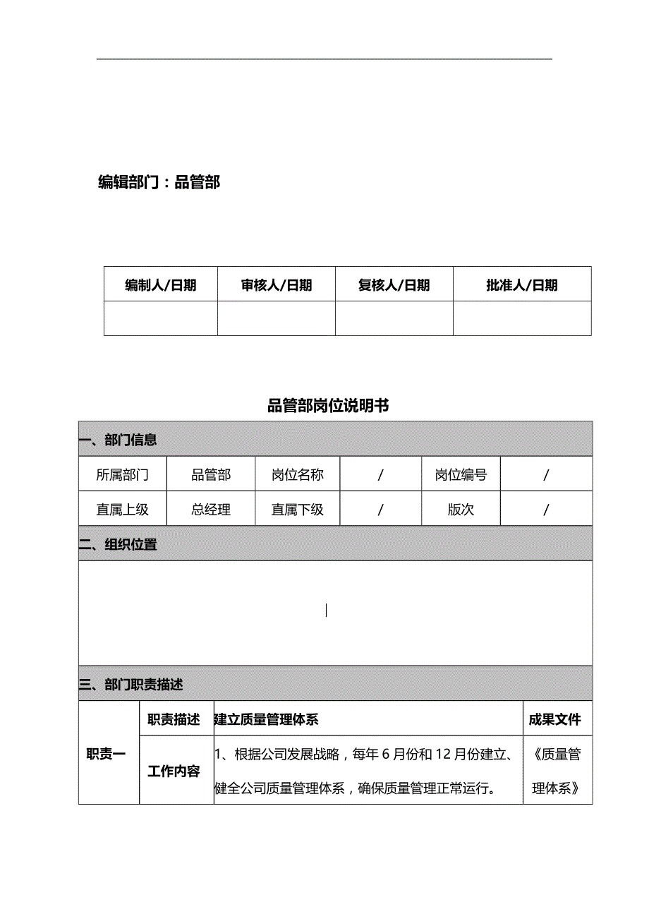 2020（岗位职责）品管部岗位职责说明书_第2页